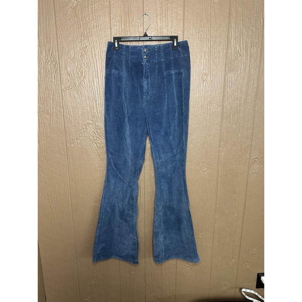 Free People We The Free Jayde High Rise Flare Corduroy Pants Size 30 Moody Blue